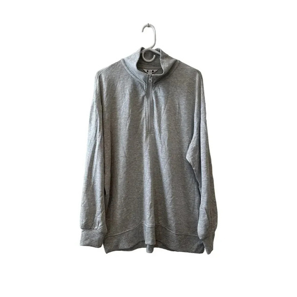 Three Dots Quarter Front Zip Pullover Collared Long Sleeve Gray Sweater Size XL - Picture 2 of 9